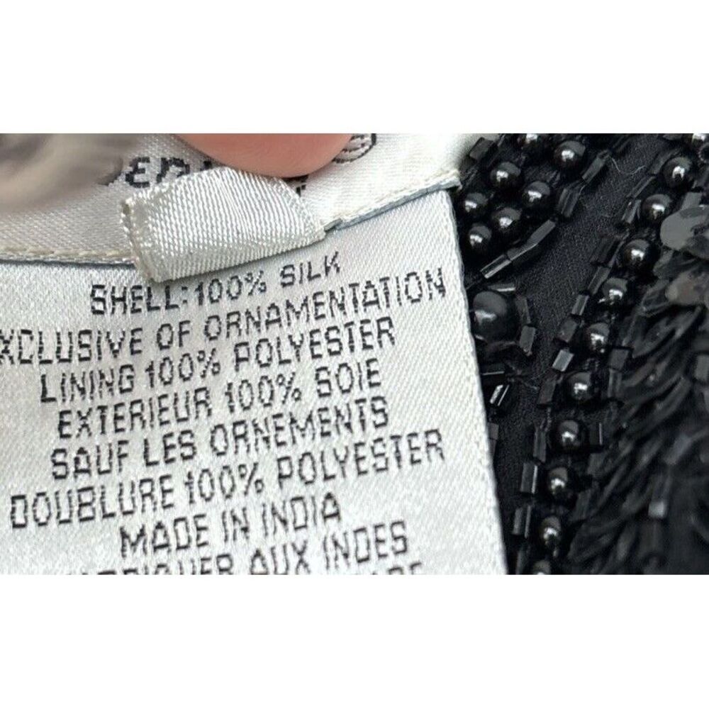 Vintage Papell Boutique Evening 100% Silk Beaded Midi Dress Formal Size 8 Black - Picture 7 of 7